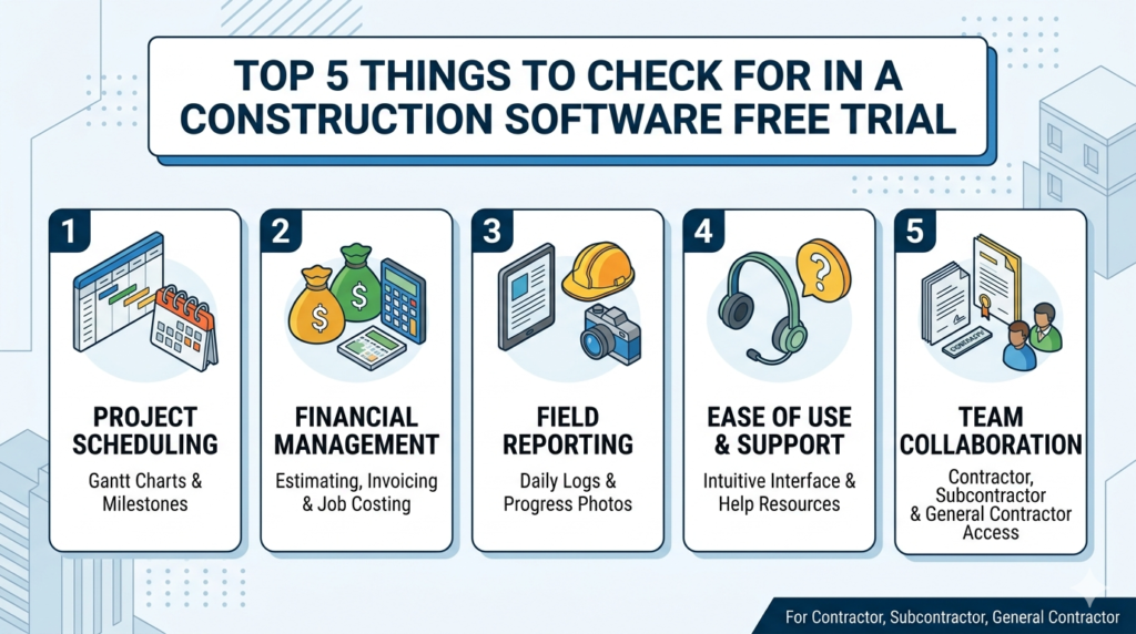 Top 5 Things to check for in a Construction Software Free Trial