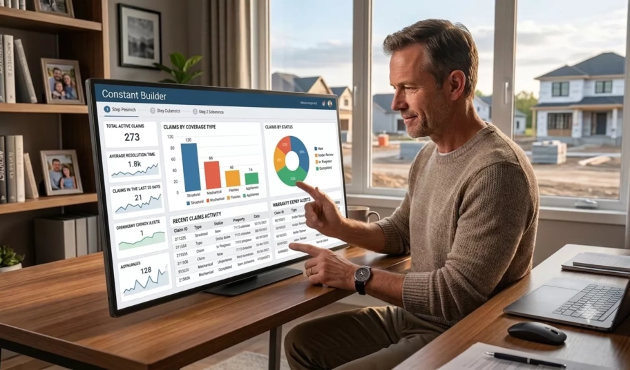 Homeowner submitting a warranty claim through a construction warranty tracking software portal